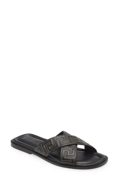 Versace Sandal La Greca In Black Gold