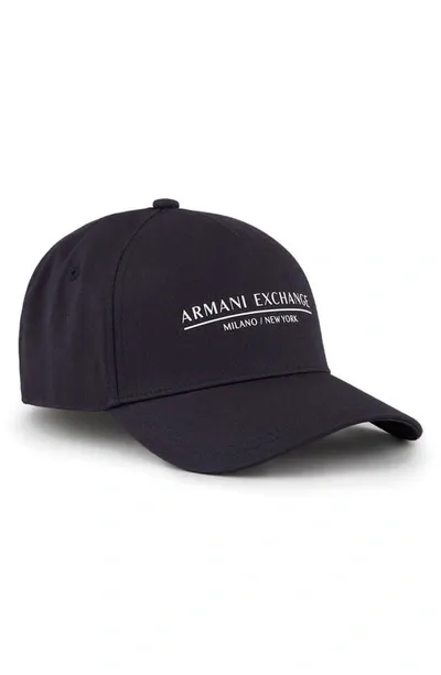 Armani Exchange Logo-print Cotton Cap In Black