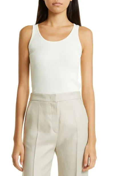 Max Mara Show Cotton Rib Knit Tank Top In Ivory