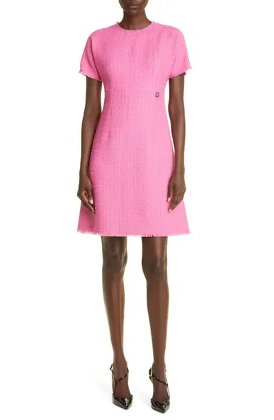 Dolce & Gabbana Raschel Embellished Wool-blend Tweed Mini Dress In Rosa