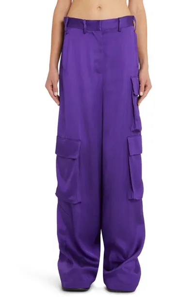 Versace Duchesse Viscose Informal Wide-leg Cargo Pant In Purple