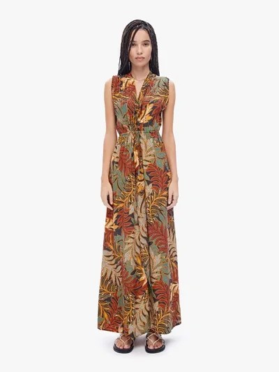 Natalie Martin Nico Sleeveless Maxi Jungle Print Moss Skirt In Orange