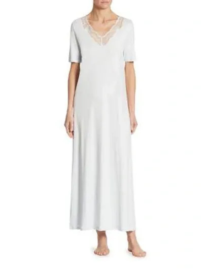 Hanro Moments Short-sleeve Long Nightgown In White