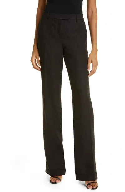 Michael Kors Carolyn Linen Straight Leg Pants In Black