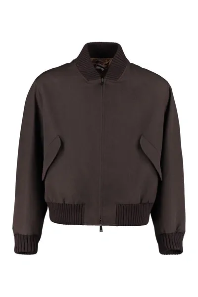 Fendi Reversible Silk Jacket In Brown