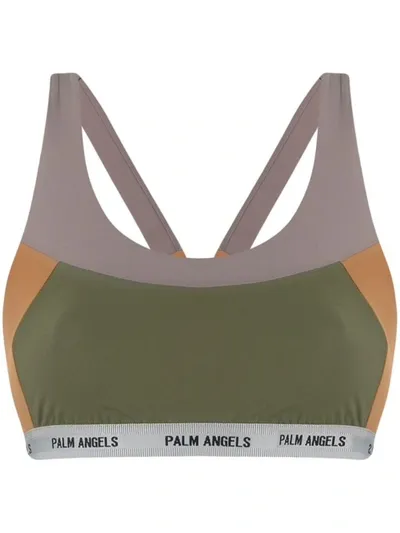 Palm Angels Logo Taped Panelled Sports Bra In Multiple Colors