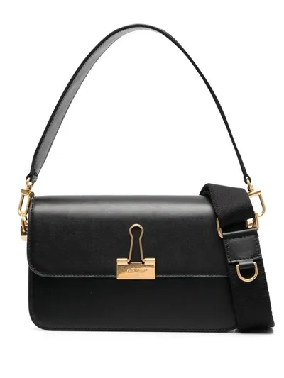 Off-white Binder Leather Shoulder Bag In Black