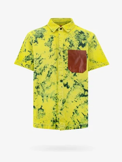 Ferrari Bleached-effect Short-sleeve Shirt In Yellow