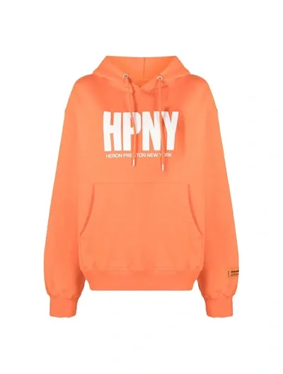 Heron Preston Logo-print Cotton Hoodie In Yellow & Orange