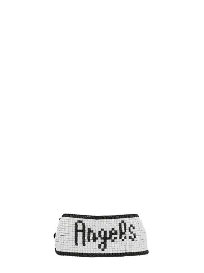 Palm Angels 'angel Beads' Bracelet In White/black