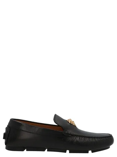 Versace 'medusa' Loafers In Black