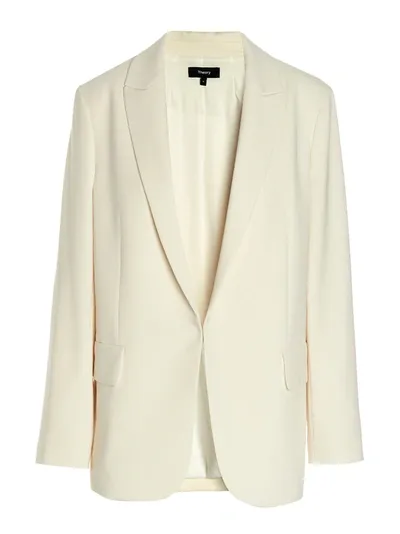 Theory Off-white Relaxed Blazer In Rice