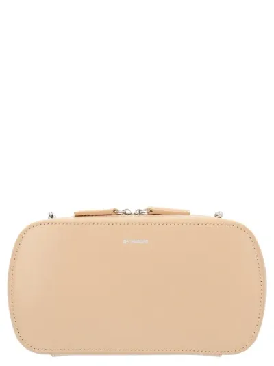 Jil Sander Rectangular Chain Strap Crossbody Bag In Beige