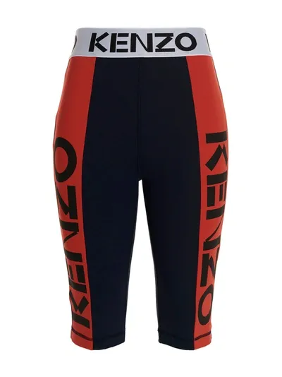 Kenzo Logo Print Cycling Shorts In Blue