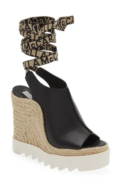 Stella Mccartney Gaia Faux Leather Wedge Sandal In Brown