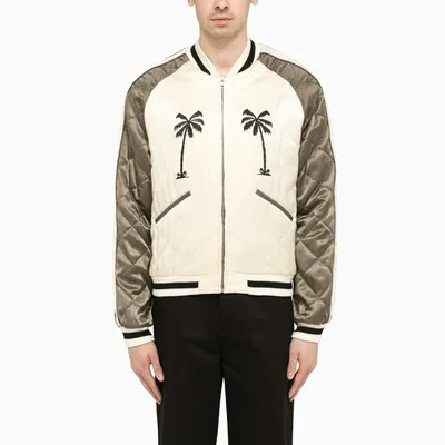 Palm Angels Upside Down Palm Tree-embroidered Bomber Jacket In Brown