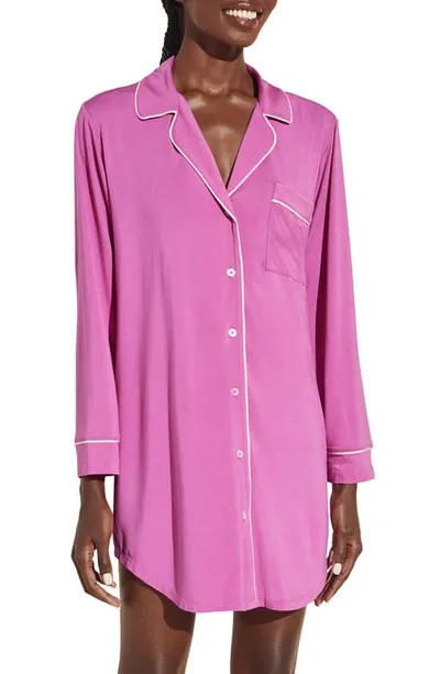 Eberjey Gisele Jersey Knit Sleep Shirt In Italian Rose Ivory