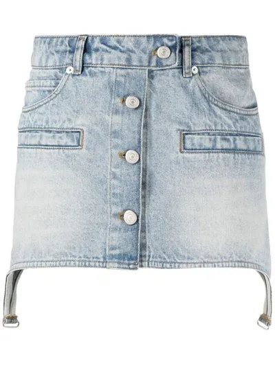 Courrèges Trucker Strap Denim Skirt In Blue