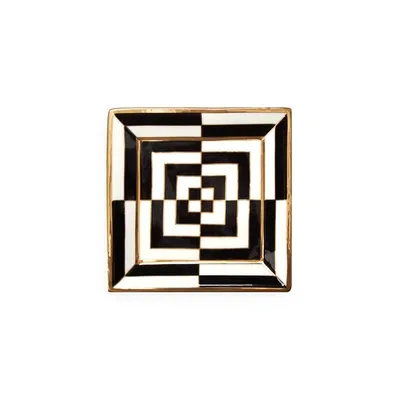 Jonathan Adler Op Art Square Tray In Black