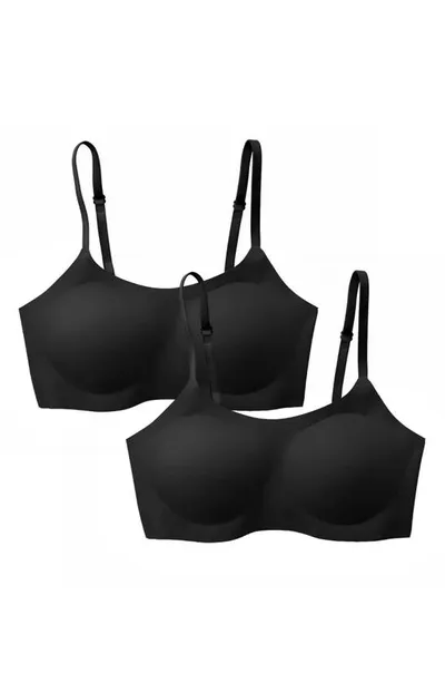 Eby 2-pack Adjustable Support Bralettes In Black