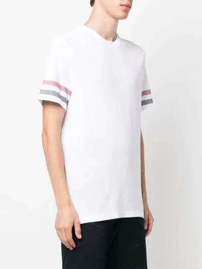 Thom Browne Gestricktes T-shirt Mit Streifen In White