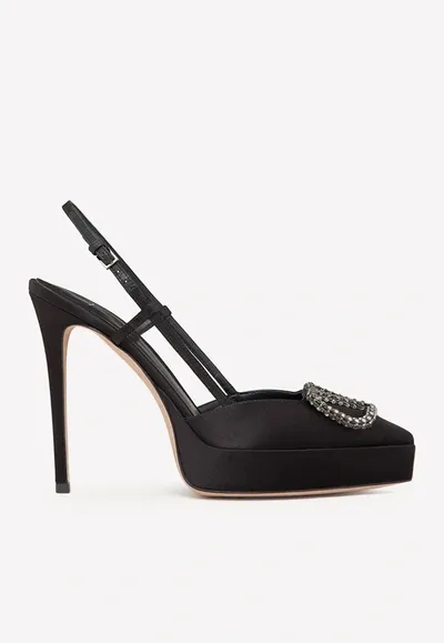 Valentino Garavani 120 Satin Slingback Pumps In Black