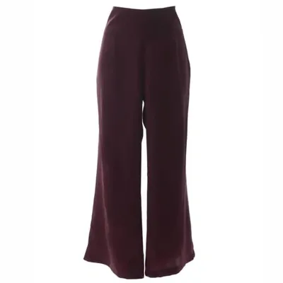 Gucci Women's Red / Pink / Purple "stepping Songs" Burgundy Silk Trousers