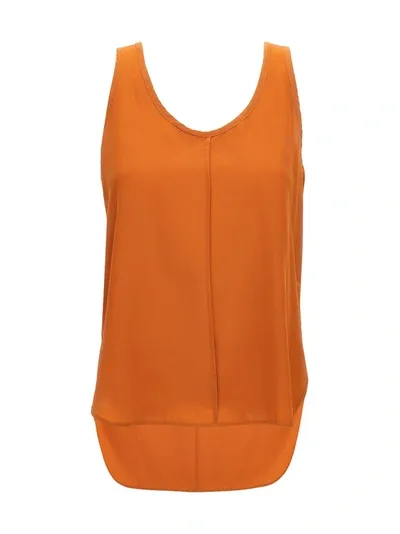 Nude Silk Tank Top In Orange