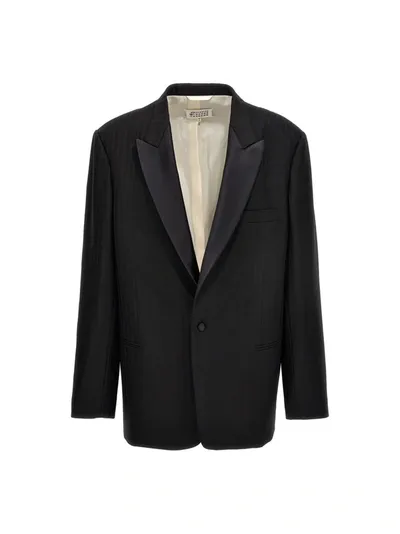 Maison Margiela Striped Single Breast Blazer Jacket Jackets Black