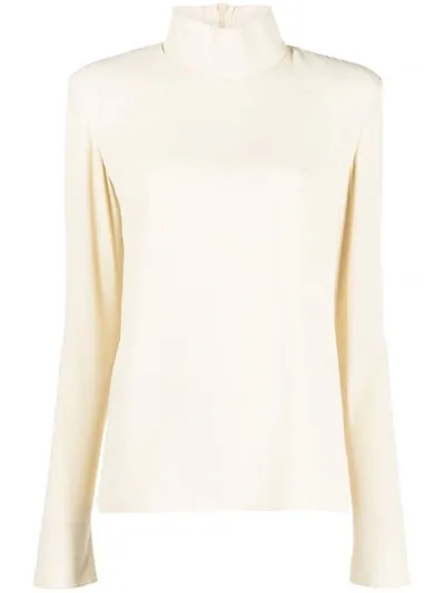 Veronique Leroy Raw-cut Edge Long-sleeved Top In 12 Plaster