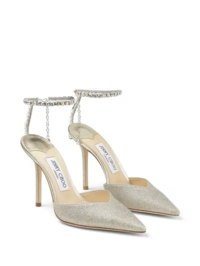 Jimmy Choo Saeda 100 Glitter Pumps In Silver