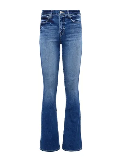 L Agence Kendra Cropped Distressed High-rise Flared Jeans In Cambridge