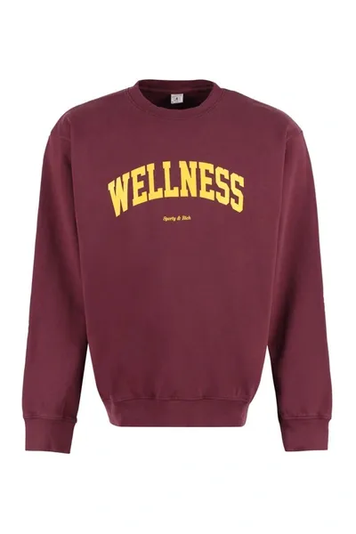 Sporty And Rich Wellness Ivy Printed Cotton-jersey Sweatshirt In Merlot & Gold