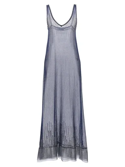 Rabanne Studded Mesh Dress Dresses Blue