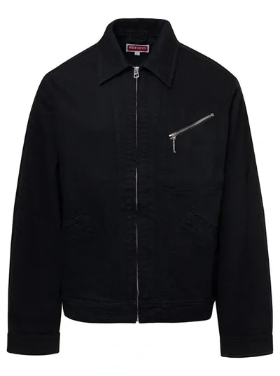 Kenzo Denim Jacket Rinse Black Mens In Rinse Black Denim