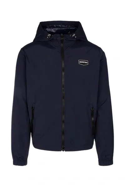 Duvetica Logo-patch Hooded Jacket In Blue