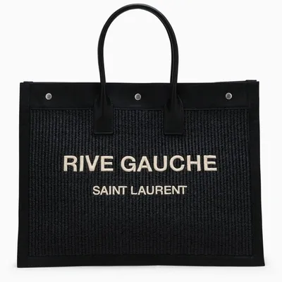 Saint Laurent Rive Gauche Black Canvas Tote Bag