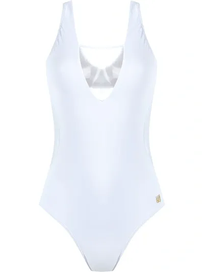 Brigitte Square Neck Tulle Swimsuit In White