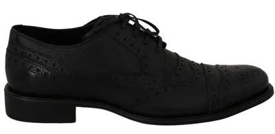 Dolce & Gabbana Dark Blue Leather Wingtip Oxford Dress Shoes