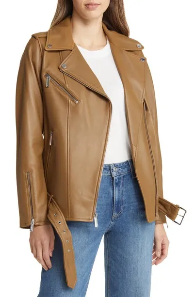 Michael Kors Oversize Moto Jacket In Husk