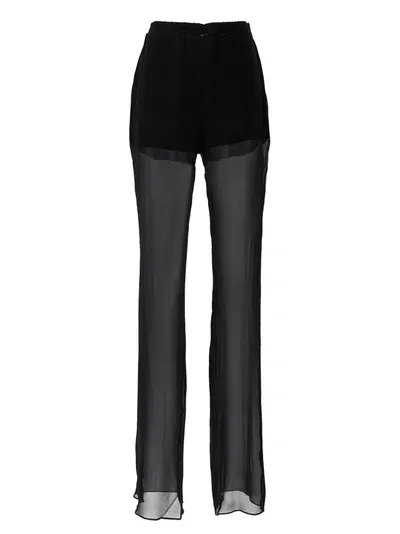 Nensi Dojaka Silk Georgette Sheer Flared Pants In Black