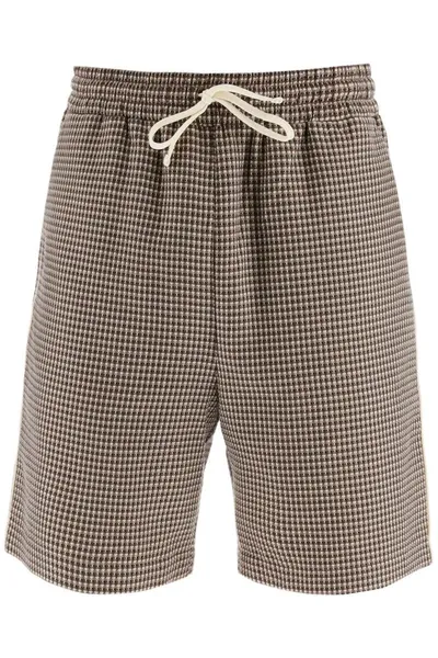 Drôle De Monsieur Graphic-pattern Drawstring Shorts In White,brown,black