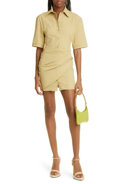 Jacquemus La Robe Camisa Mini Dress In Light Khaki