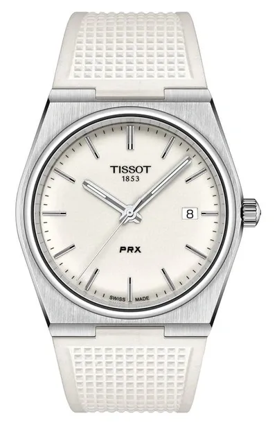 Tissot Prx Rubber Strap Watch, 40mm In White