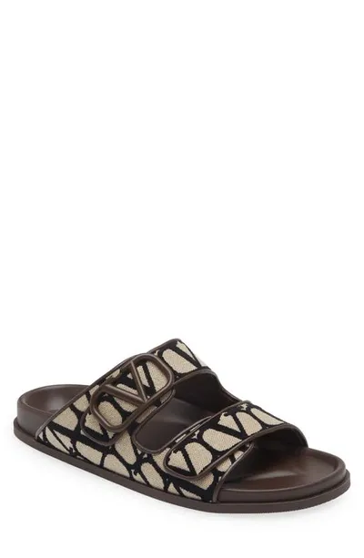 Valentino Garavani Vlogo Toile Iconographe Sandal In Brown