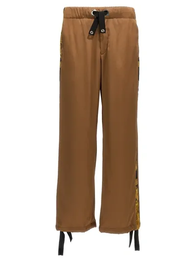 Versace Jogger In Viscosa E Barocco Maschere In Brown