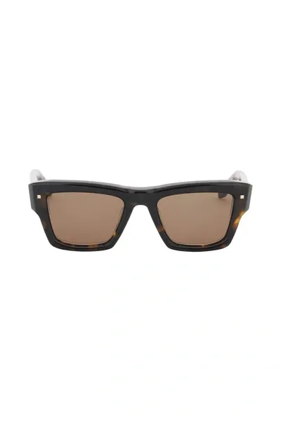 Valentino Rockstud Square-frame Sunglasses In Brown,black