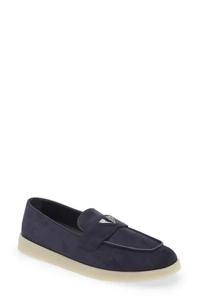 Prada Saint Tropez Suede Loafer In Bleu