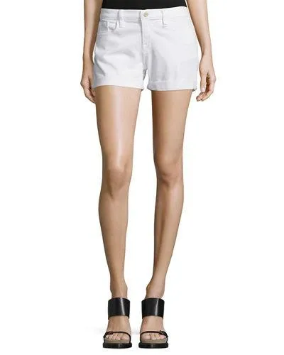 Frame Le Cutoff Rolled-hem Shorts In White