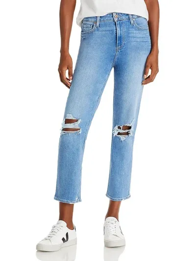 Paige Stella Womens Denim Light Wash Cropped Jeans In Multi